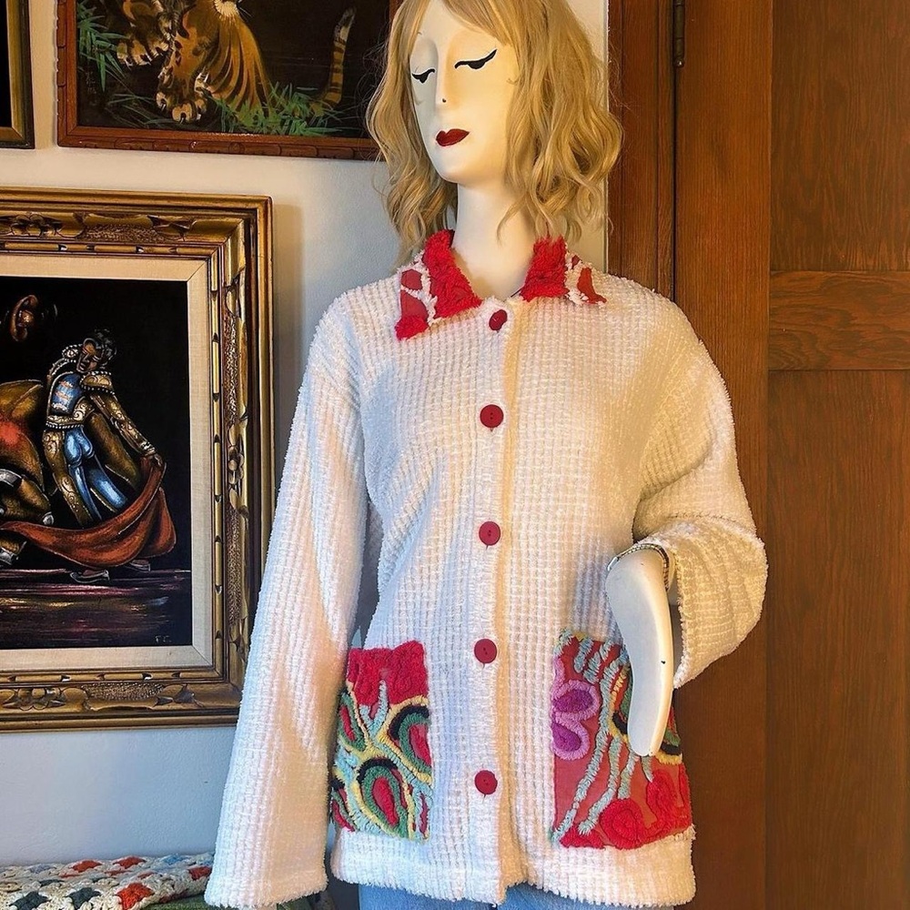 Vintage 90’s Chenile Abstract Sweater Jacket